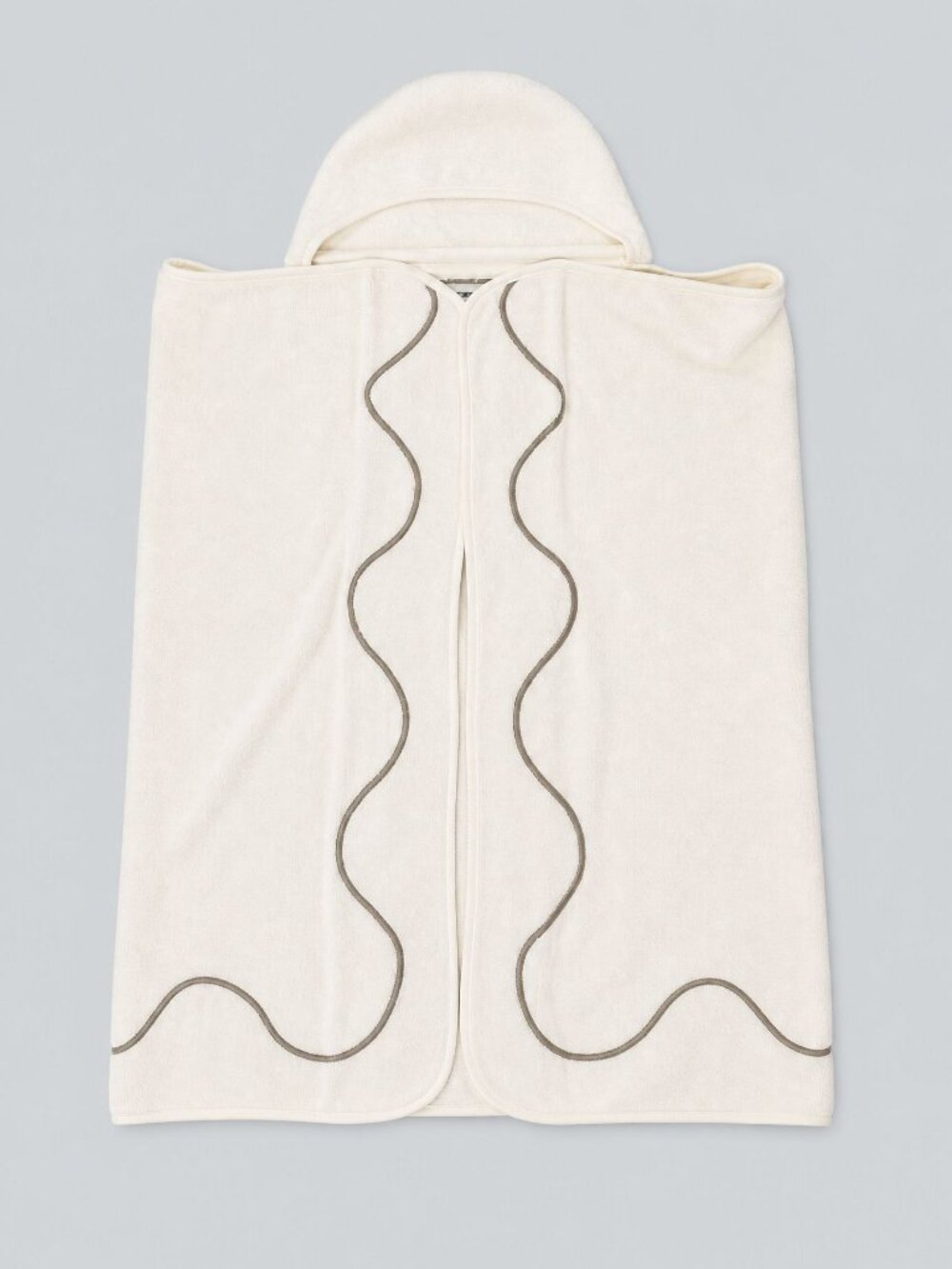 Wavy Embroidered Hooded Towel - Ivory